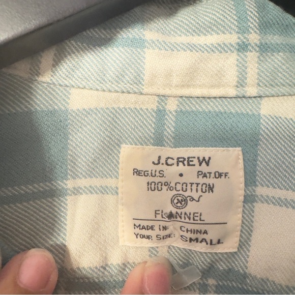 J.Crew Flannel Shirt Checks Light Mint Men Size S - Picture 5 of 7